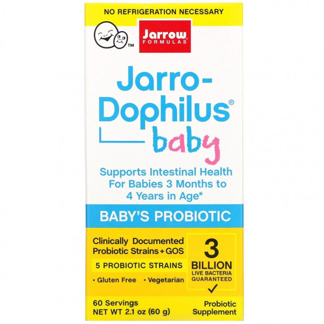 Jarrow Formulas, Jarro-Dophilus Baby, детский пробиотик, от 3 месяцев до 4 лет, 3 млрд живых бактерий, 60 г (2,1 унции)
