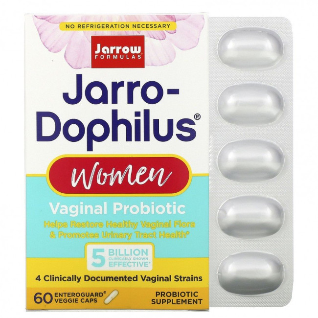 Jarrow Formulas, Jarro-Dophilus для женщин, вагинальный пробиотик, 5 млрд, 60 вегетарианских капсул Enteroguard
