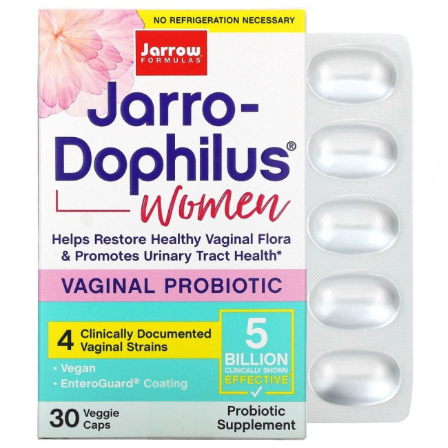 Jarrow Formulas, Jarro-Dophilus, вагинальный пробиотик, для женщин, 5 млрд КОЕ, 30 вегетарианских капсул