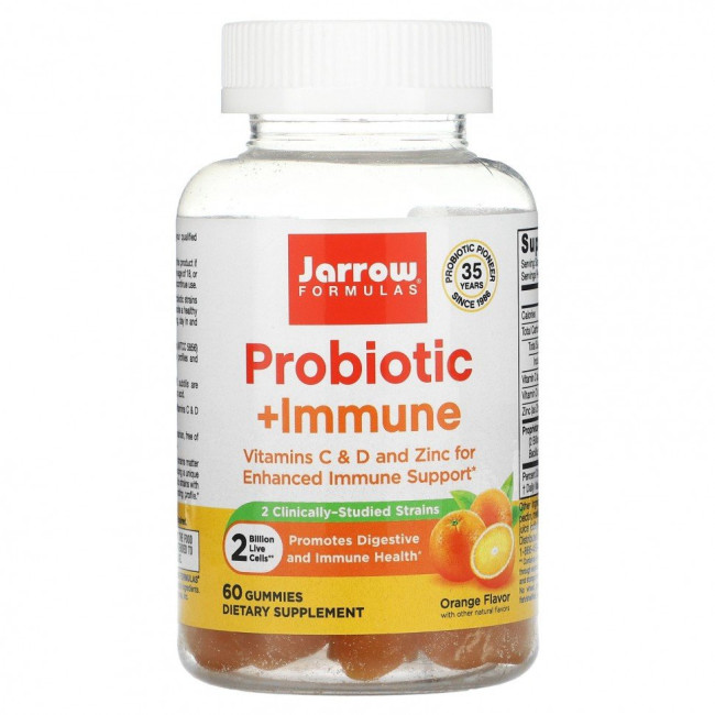 Jarrow Formulas, Probiotic + Immune, апельсин, 2 млрд, 60 жевательных таблеток